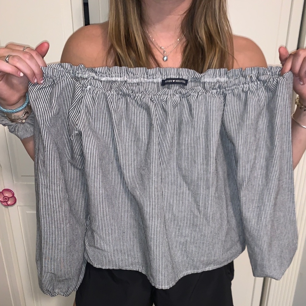 Brandy Melville striped off the shoulder shirt